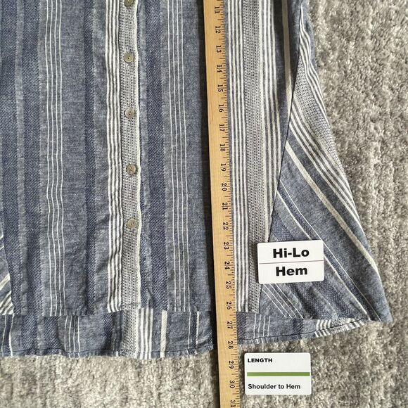 Soft Surroundings Button-Up Tunic Women Size S Blue Stripe Linen-Cotton Blend - Picture 7 of 15